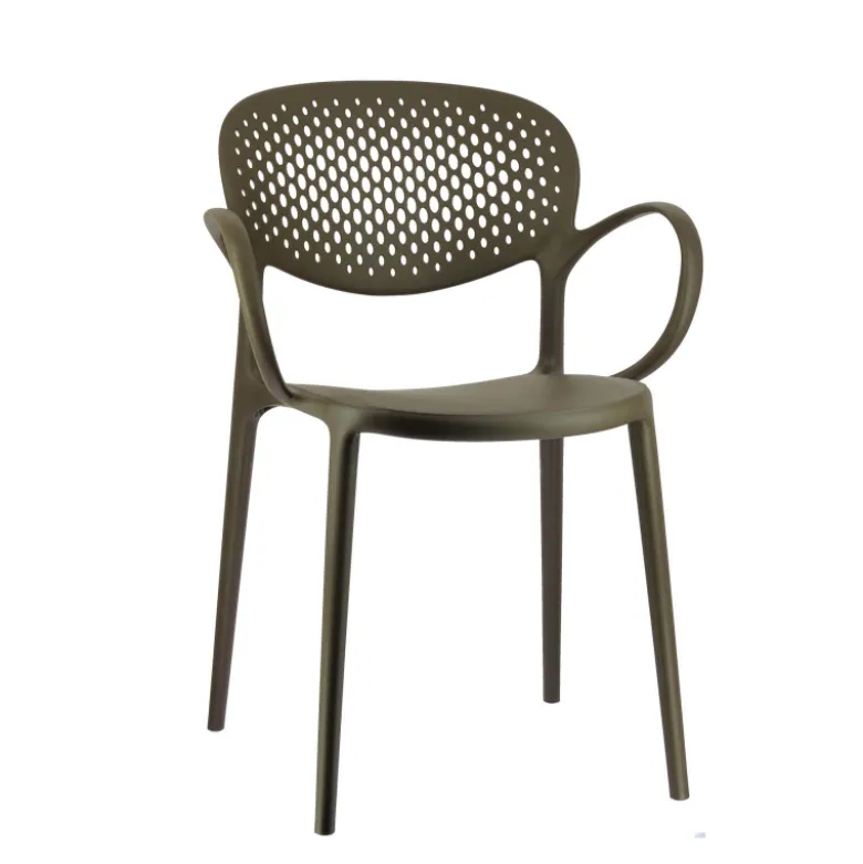 Abby Connubia® Fauteuil empilable en polypropylène recyclé avec dossier microperforé