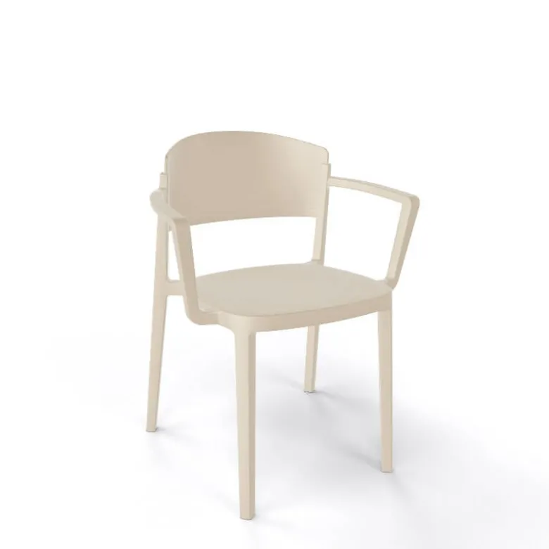 Abuela B Chaise de jardin avec accoudoirs empilable en technopolymère