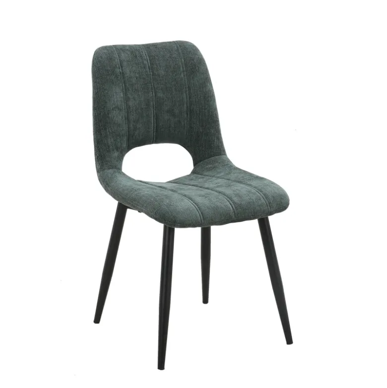 AgatheChaise cosy en tissu avec pieds en métal noir