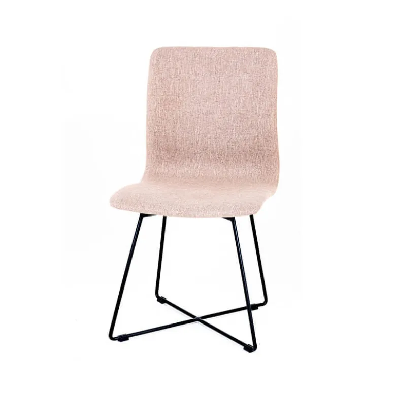 Amelie Chaise en tissu et pieds en métal croisés