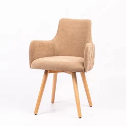 Anders diamant Fauteuil en tissu dos matelassé et pieds en bois