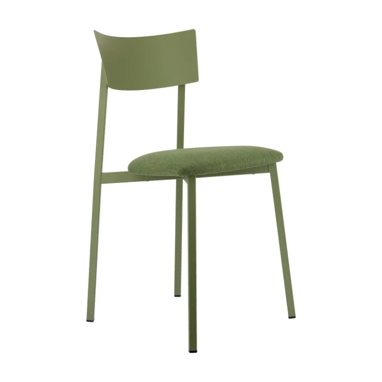 Anémone Carrier® Chaise française avec assise en tissu rembourrée et dossier métal