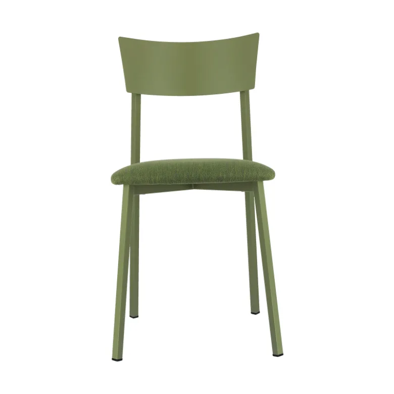 Anémone Carrier® Chaise française avec assise en tissu rembourrée et dossier métal