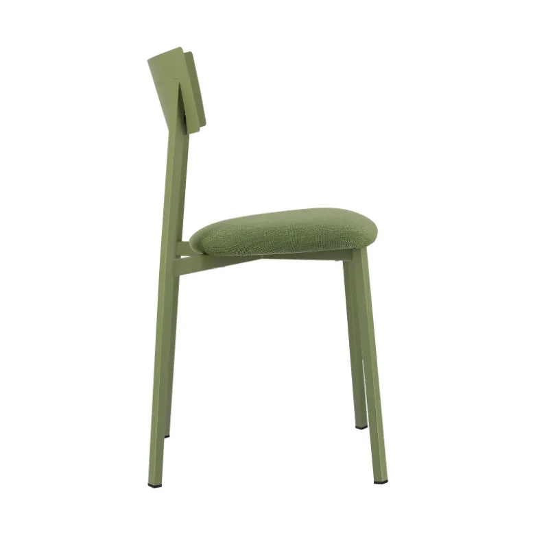 Anémone Carrier® Chaise française avec assise en tissu rembourrée et dossier métal