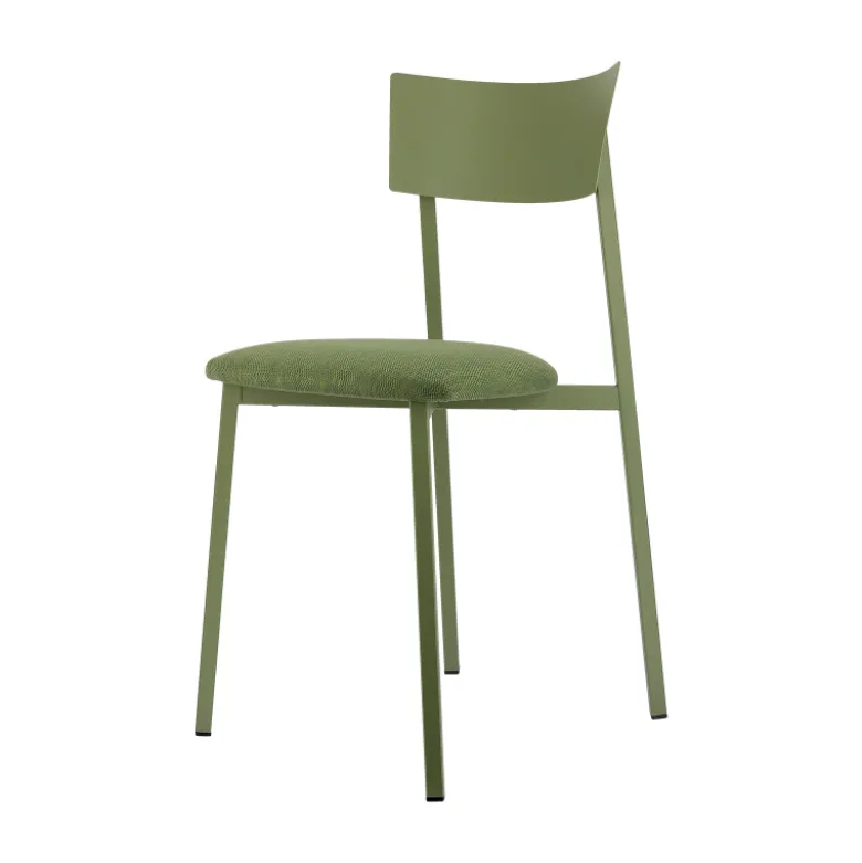 Anémone Carrier® Chaise française avec assise en tissu rembourrée et dossier métal