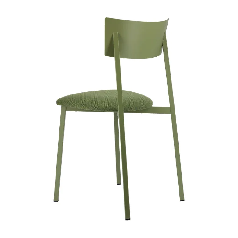 Anémone Carrier® Chaise française avec assise en tissu rembourrée et dossier métal