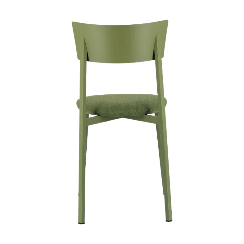 Anémone Carrier® Chaise française avec assise en tissu rembourrée et dossier métal