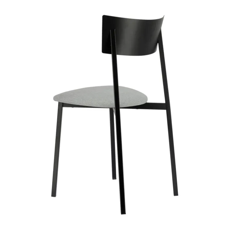 Anémone Carrier® Chaise française avec assise en tissu rembourrée et dossier métal
