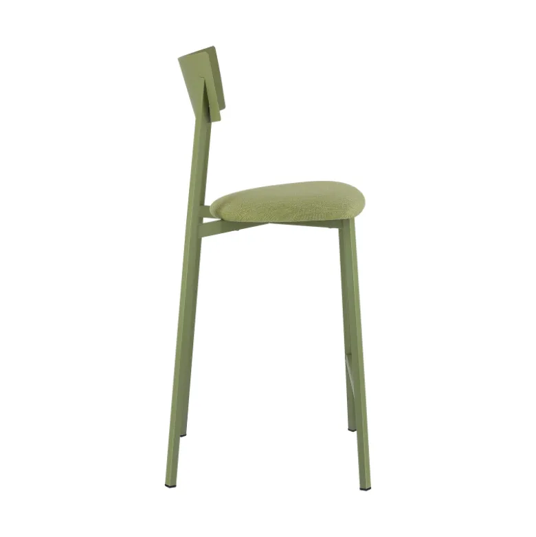 Anémone Carrier® Tabouret snack français avec assise en tissu rembourrée et dossier métal