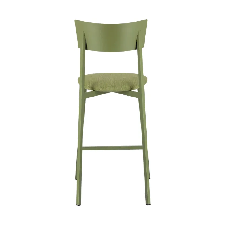 Anémone Carrier® Tabouret snack français avec assise en tissu rembourrée et dossier métal