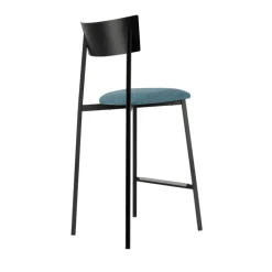 Anémone Carrier® Tabouret snack français avec assise en tissu rembourrée et dossier métal