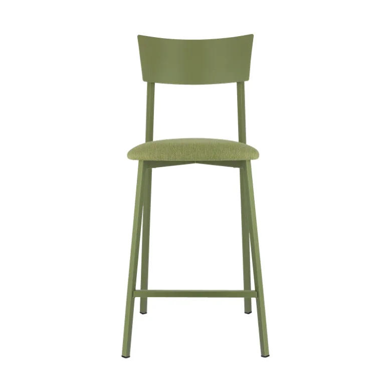 Anémone Carrier® Tabouret snack français avec assise en tissu rembourrée et dossier métal