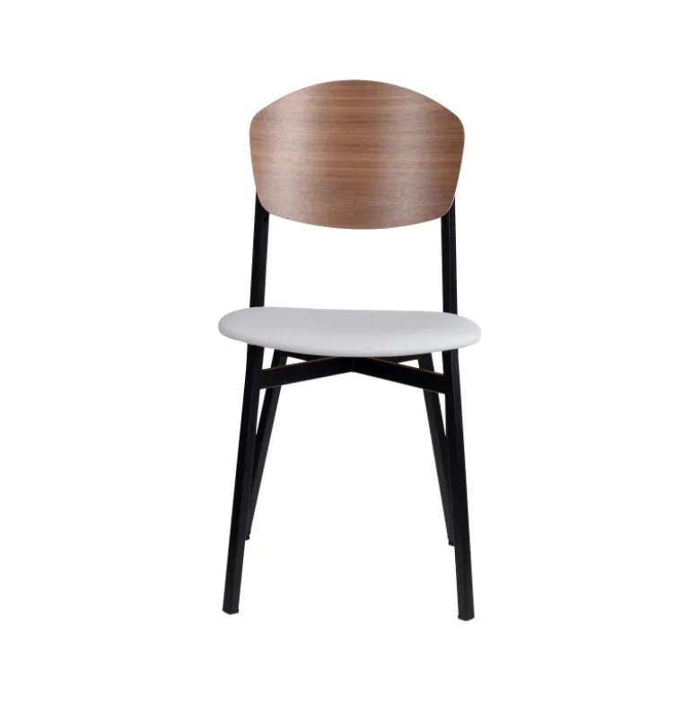Artémis Carrier® Chaise design française assise en synthétique, dossier bois et pieds en métal
