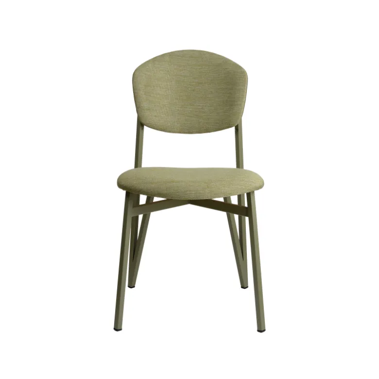 Artémis Carrier® Chaise design française assise et dossier en tissu avec dos bois et pieds en métal