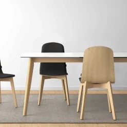 Atlas Table scandinave extensible en céramique avec pieds en bois