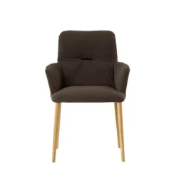 Aura Mobitec® Chaise avec accoudoirs style cocooning en tissu et pieds bois