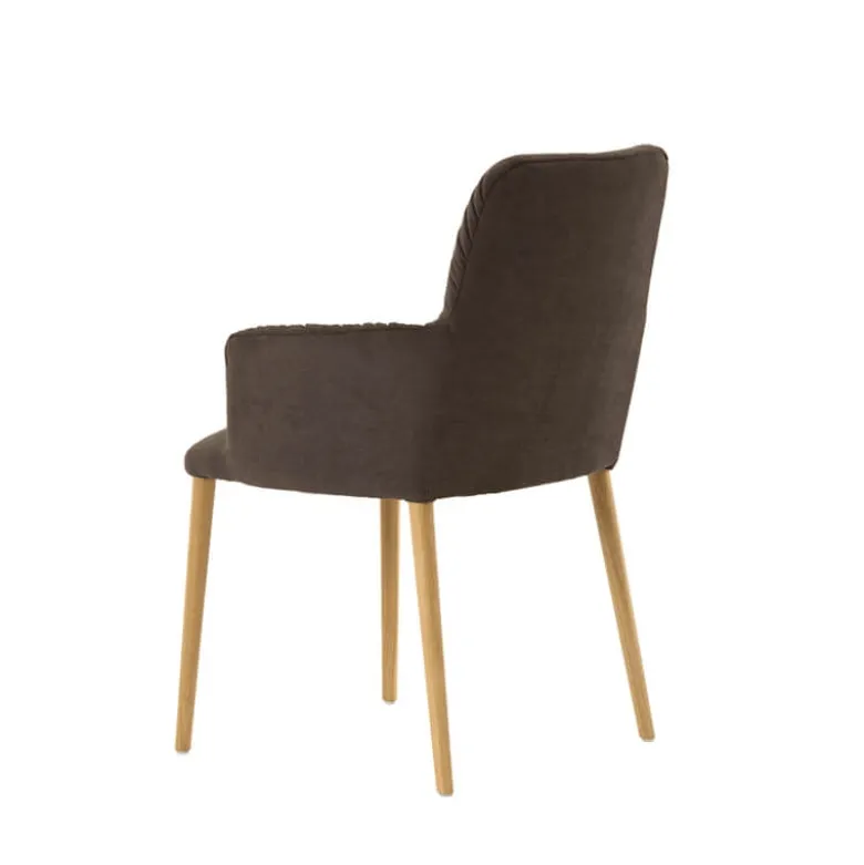 Aura Mobitec® Chaise avec accoudoirs style cocooning en tissu et pieds bois