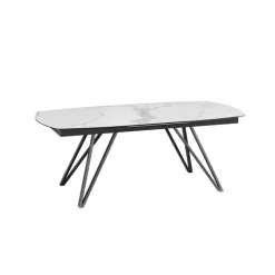 BabyloneTable en céramique extensible avec pieds design en métal noir