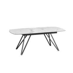 BabyloneTable en céramique extensible avec pieds design en métal noir