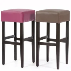 BarMax Tabouret de bar sans dossier en synthétique et bois