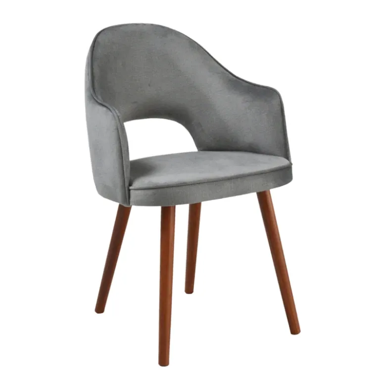 Bistrot Fauteuil cosy en tissu avec dossier ajouré et pieds bois