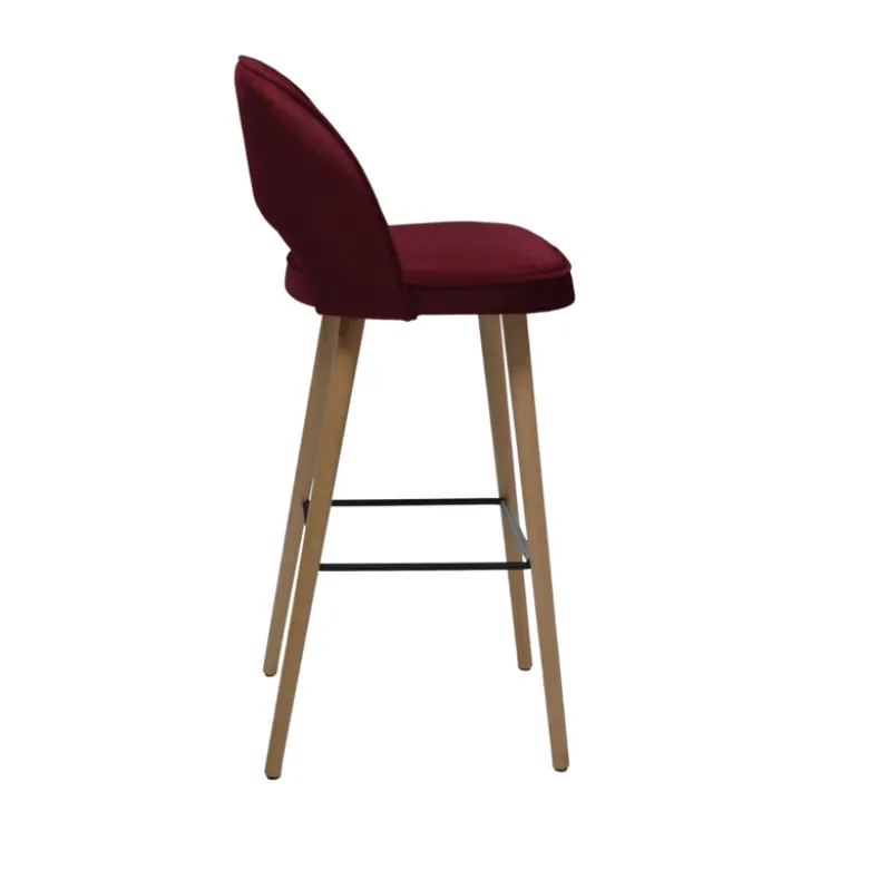 Bistrot Tabouret de bar en tissu dossier ajouré avec pieds en bois