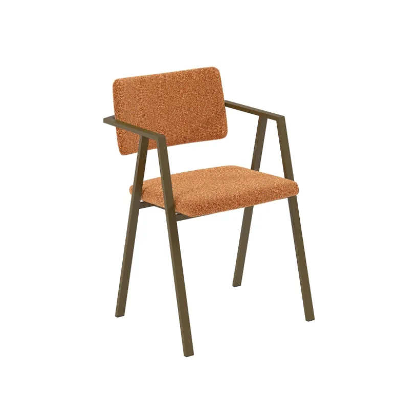 Bormio Chaise design en tissu avec accoudoirs et pieds en métal