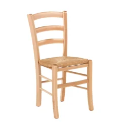 Brocéliande Chaise de cuisine rustique en bois massif et paille