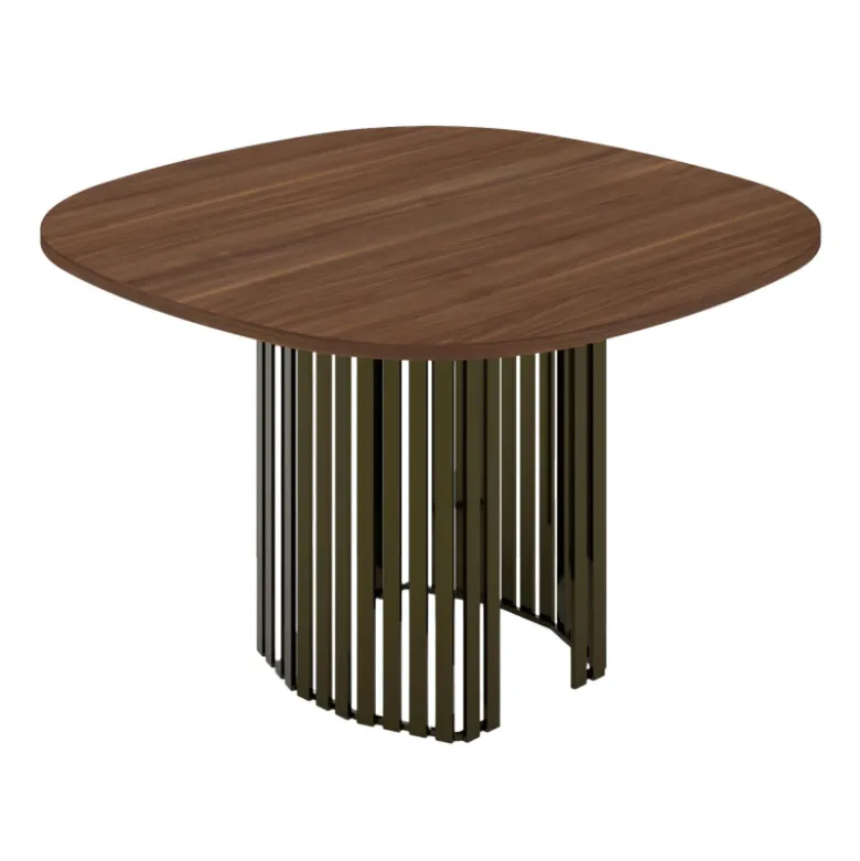 Canvas Table design carrée avec bords arrondis et pied central ajouré