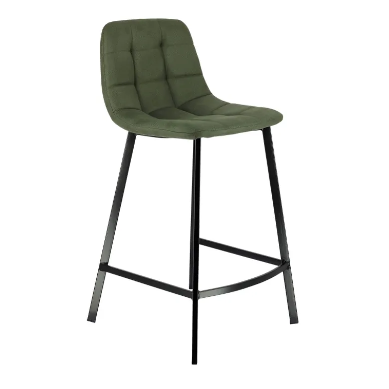 CarviTabouret matelassé hauteur snack en tissu