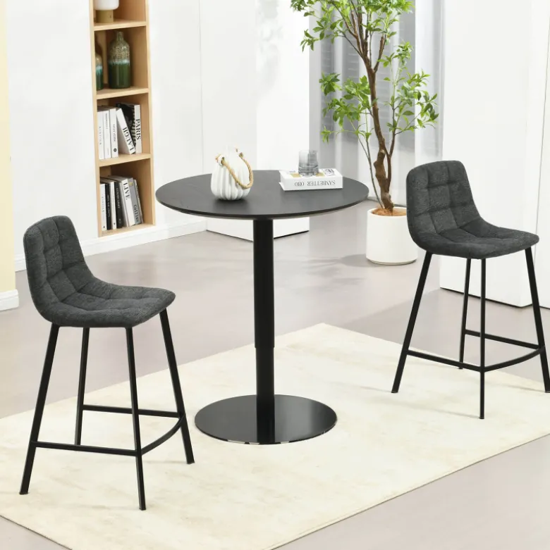 CarviTabouret matelassé hauteur snack en tissu
