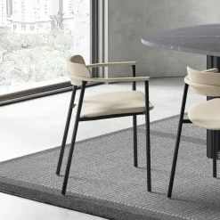 Cassis Fauteuil moderne en tissu avec accoudoirs et pieds en métal