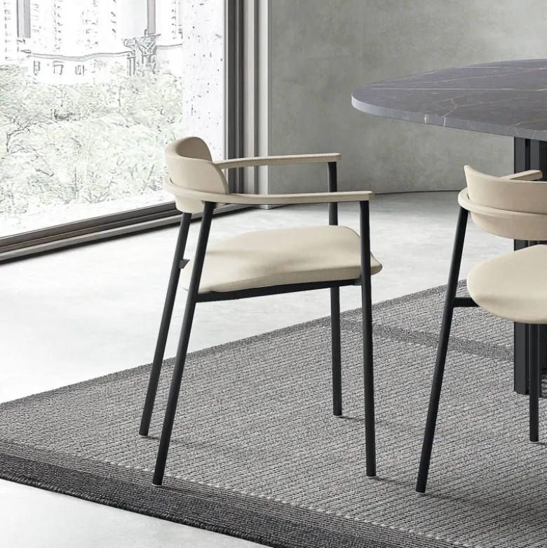 Cassis Fauteuil moderne en tissu avec accoudoirs et pieds en métal