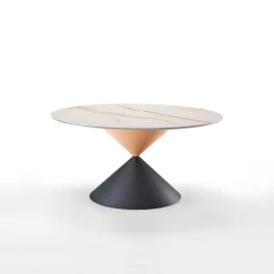 Clessidra Midj® Table ronde design plateau céramique pied central sablier
