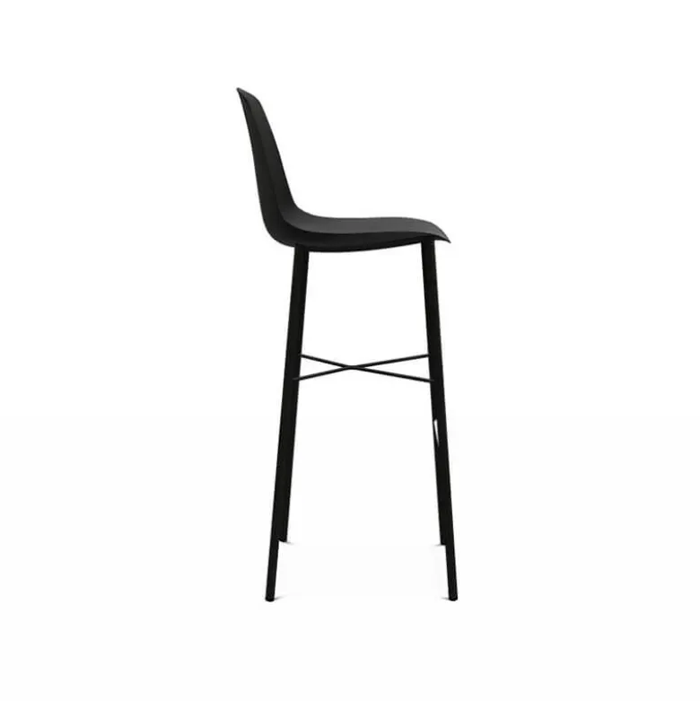 Cloe Tabouret de bar belge moderne avec coque en polypropylène et pieds en métal