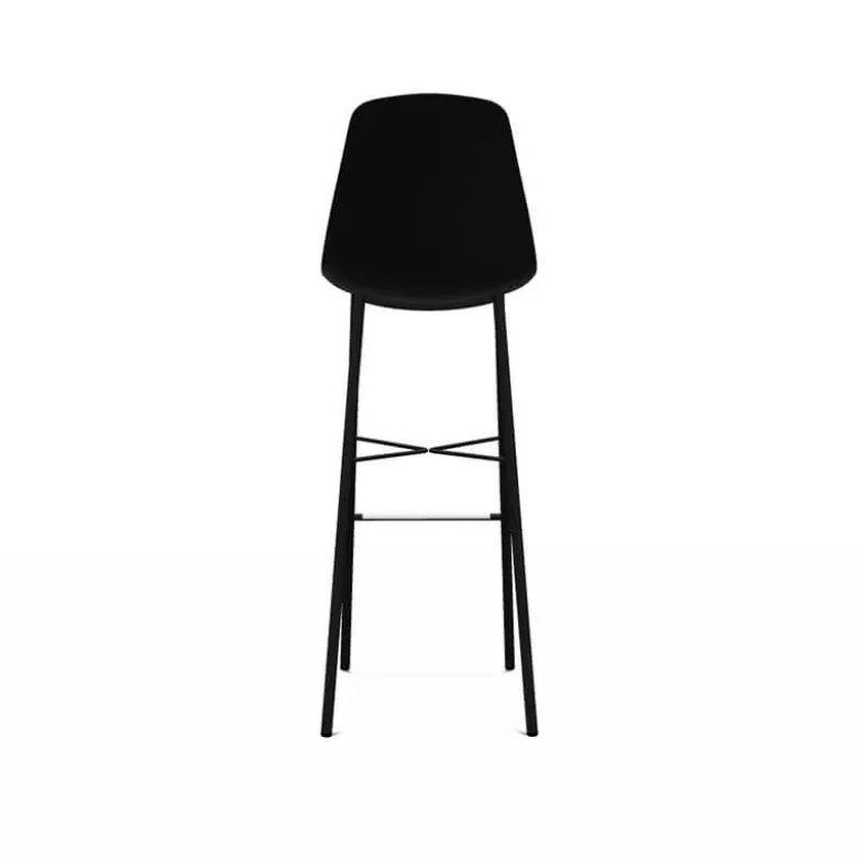 Cloe Tabouret de bar belge moderne avec coque en polypropylène et pieds en métal