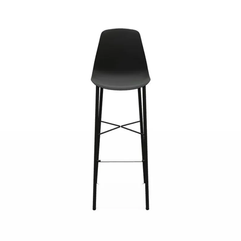 Cloe Tabouret de bar belge moderne avec coque en polypropylène et pieds en métal