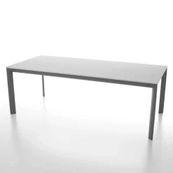 Cocoon Table rectangulaire plateau en verre trempé et pieds en métal fabriquée en Italie