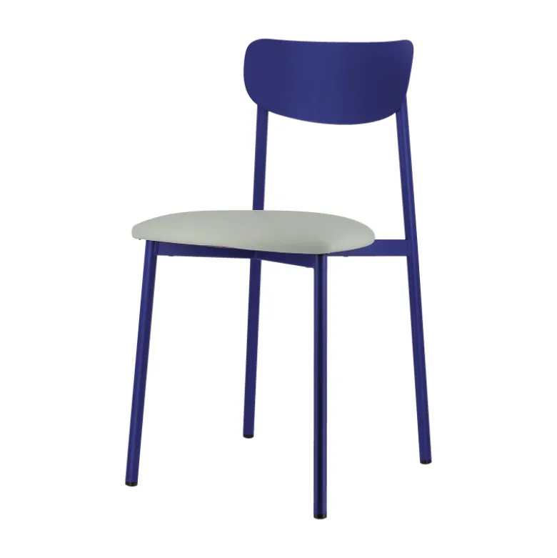 Colette Carrier® Chaise française en métal avec assise en simili rembourrée