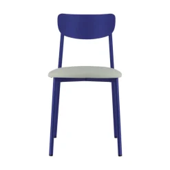 Colette Carrier® Chaise française en métal avec assise en simili rembourrée