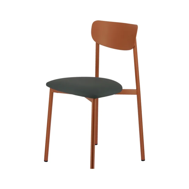 Colette Carrier® Chaise française en métal avec assise en simili rembourrée