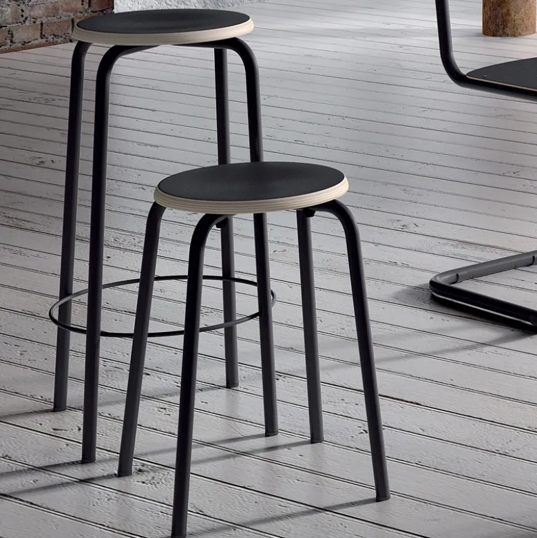 Collège Tabouret snack vintage sans dossier bois et métal
