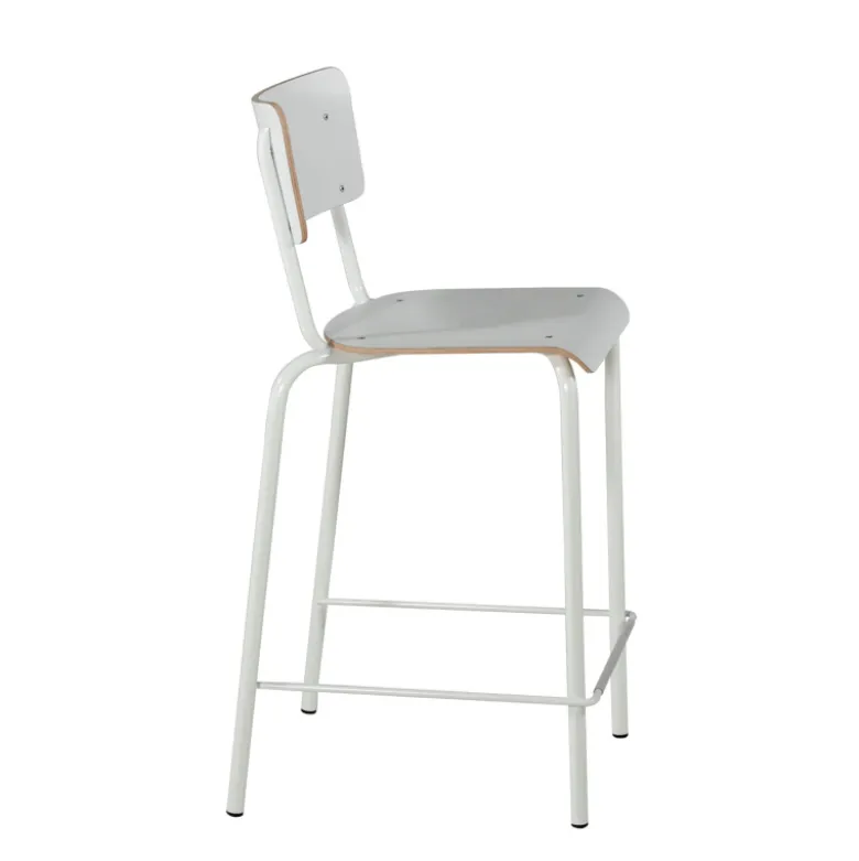 Collège Tabouret snack vintage avec dossier en bois et métal