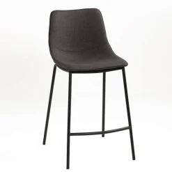 CoqueTabouret snack coque en tissu gris et pieds en métal noir