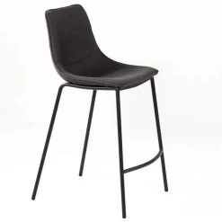 CoqueTabouret snack coque en tissu gris et pieds en métal noir