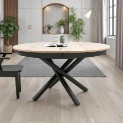 Fahrenheit Table ronde extensible design en mélaminé et pied mikado