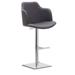 Glamour P Tabouret pivotant et réglable en hauteur avec accoudoirs et pied chromé