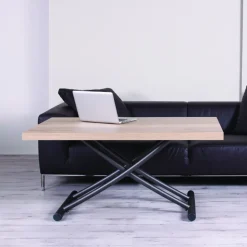 Géniale Table basse relevable petit espace en mélaminé