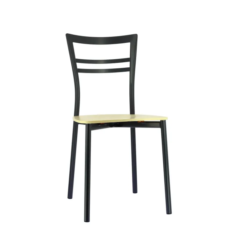 Go Connubia® Chaise contemporaine en métal et assise multiplis bois