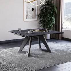 HectorTable carrée extensible en céramique design avec pieds en métal